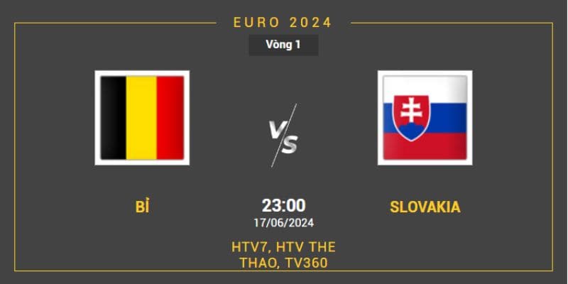 Soi kèo Bỉ vs Slovakia 23:00 thứ 2 ngày 17/06 bảng E Euro 2024